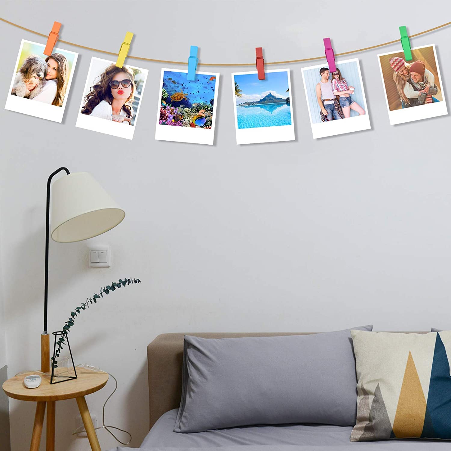 Yurosiay 100 stuks kleurrijke houten knijpers, 3,5 cm, kleine houten klemmen, mini-houten clips, doe-het-zelf decoratieve knijpers, hout, gekleurde houten klemmen voor foto's, ansichtkaarten, brieven