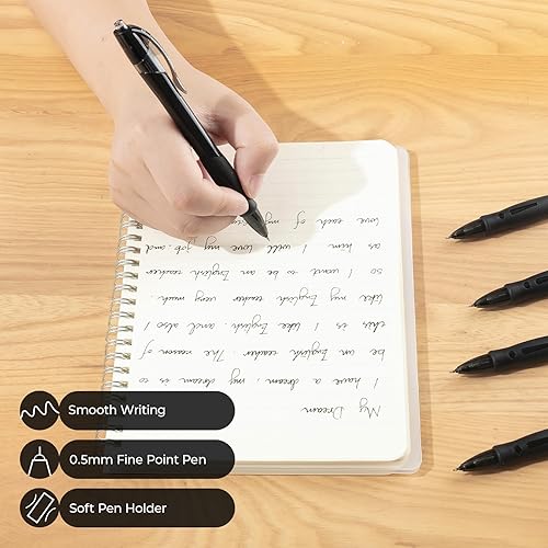 Miniatura 5 de M&G 5 bolígrafos de gel retráctiles de tinta negra de 0.020 in, bolígrafos de punta fina, bolígrafos de tinta de gel de secado rápido con tinta de