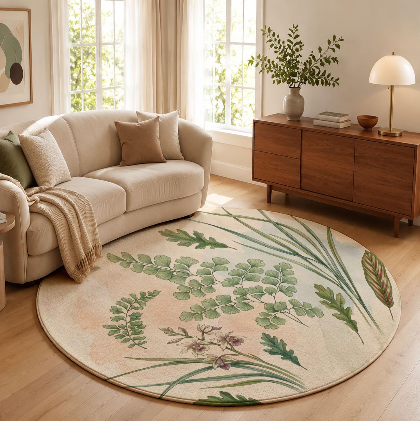 Tapis Rond Illustration De Plante Vintage 180cm