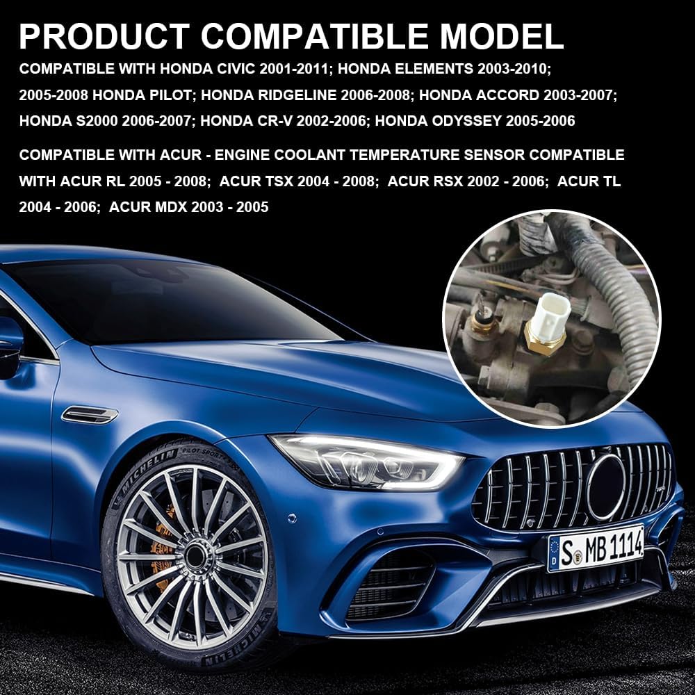 Engine Coolant Temperature Sensor, Water Temperature Sensor, Auto Replacement Coolant Temperature Sensors, 37870-PLC-004 37870-PNA-003 Cooling Fan Switch Coolant Temp Sensor for Honda Civic