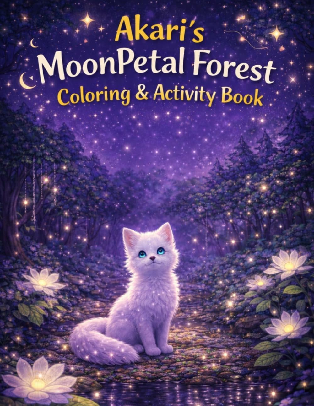 Akari's MoonPetal Forest Coloring & Activity Book: A Cute Fantasy Coloring Book for Kids with Activities, Games, and Imagination Fun