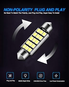Marsauto 578 LED Bulbs Extremely Bright 400LM 2835 Chipsets for LED Interior Dome Map Door Lights Bulbs 211-2 212-2 569 6411 6451 41mm 42mm 1.65inch 6500K White RV Interior Lighting (Pack of 4)