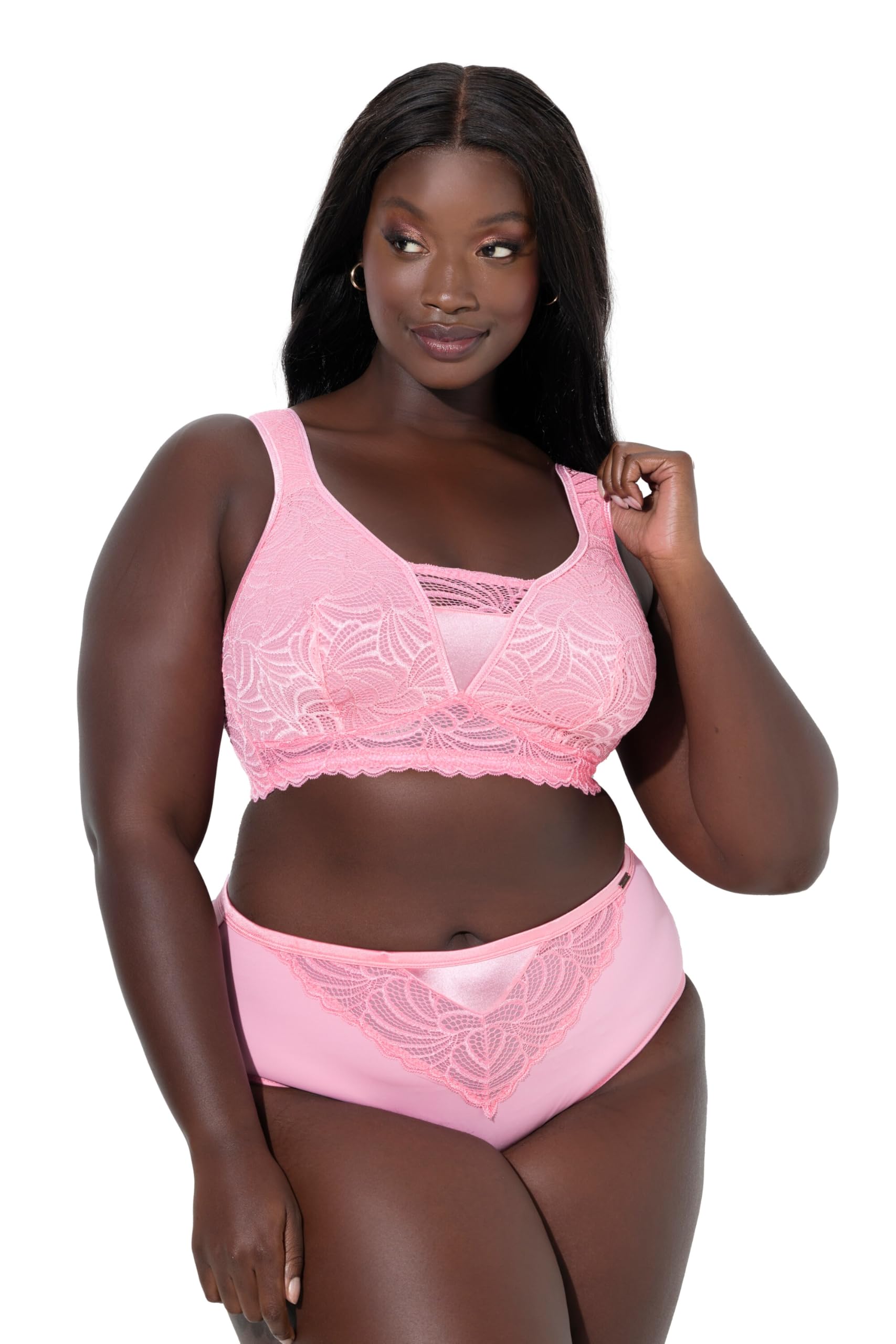 Ulla Popken Damen große Größen Übergrößen Plus Size Bralette, Spitze, ohne Bügel 810224
