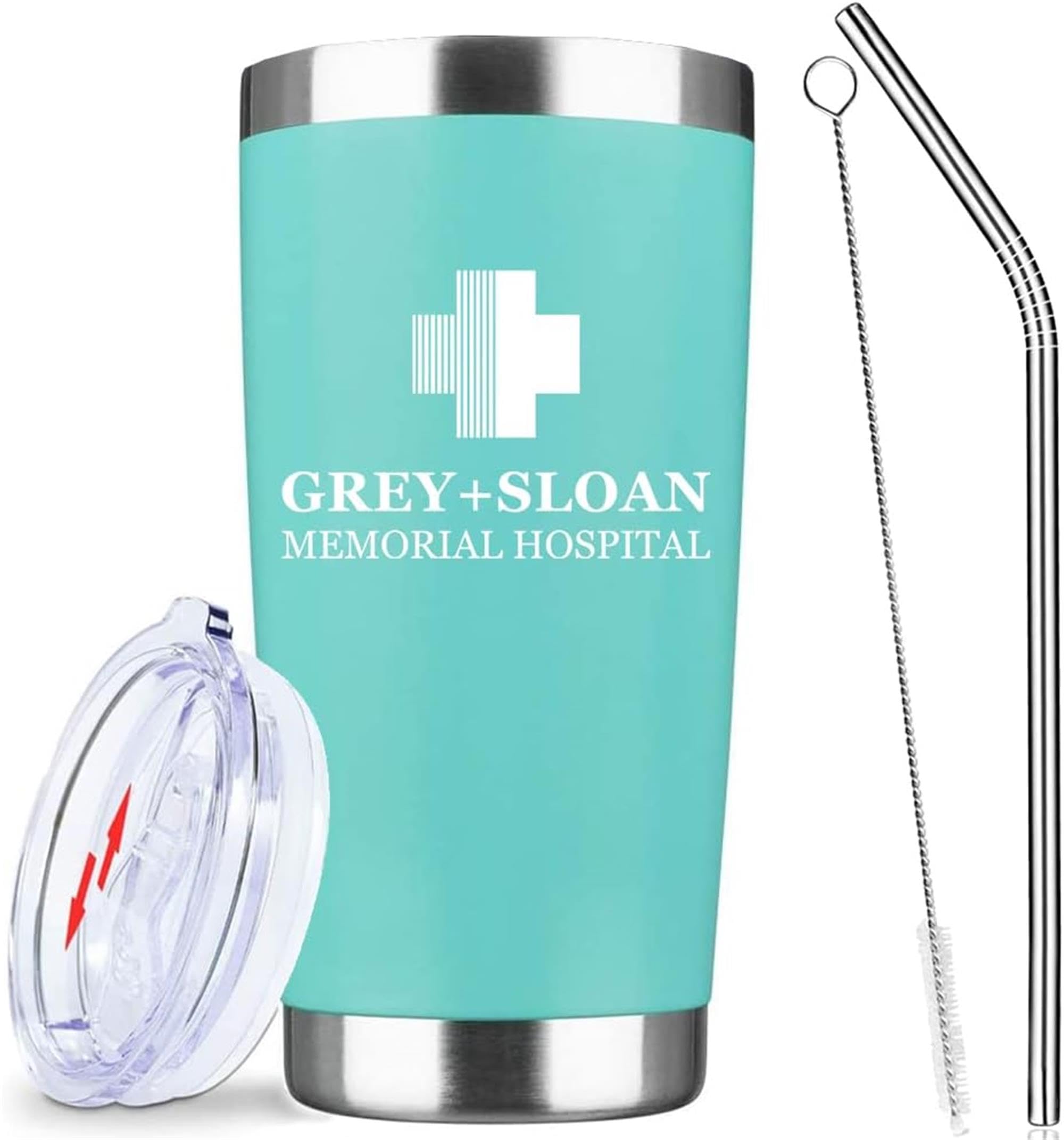 ATHAND Greys Anatomy You Are My Person Gifts Geïsoleerde bekers met deksel en rietje 20 oz, roestvrijstalen reiskoffiemok drinkbekers