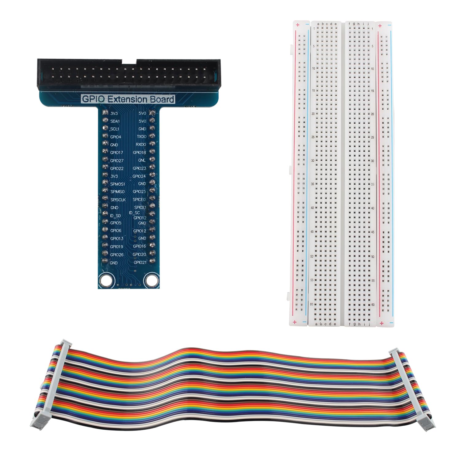 ZDE GPIO Scheda di Espansione Breakout + Cavo a Nastro Piatto GPIO a 40 pin + Breadboard Compatibile con Raspberry Pi 5 4B 3B+ 3B 2B B+