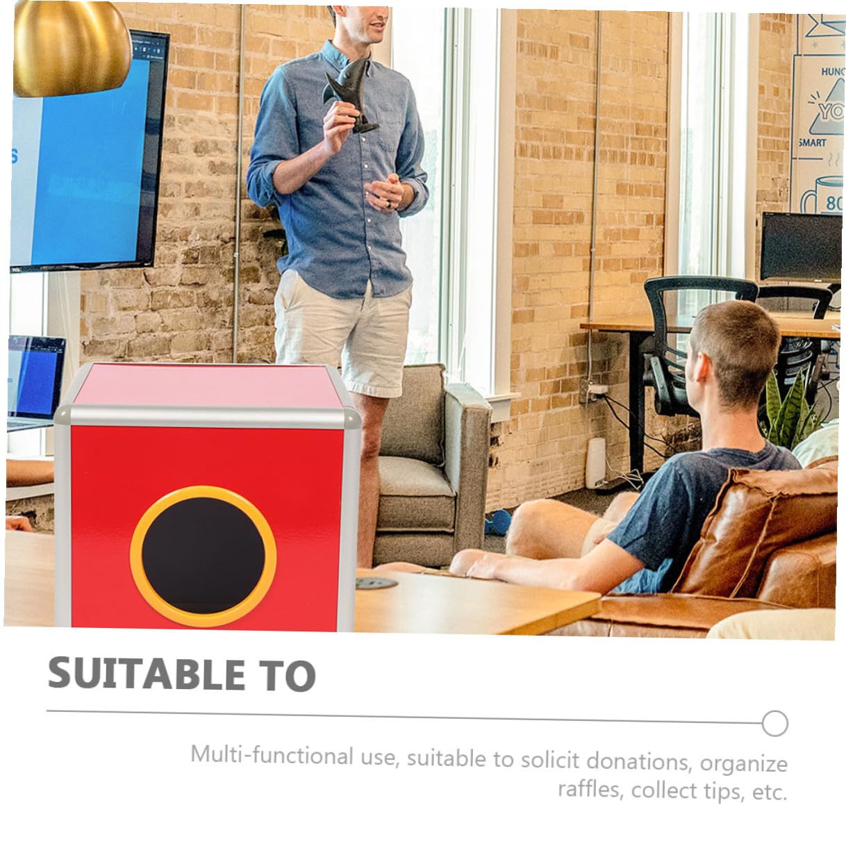 Zerodeko Caja de Lotería de Oficina Cuadrada Roja de Aleación de Aluminio Acrílico, Multifuncional y Práctica para Fiestas y Reuniones Empresariales