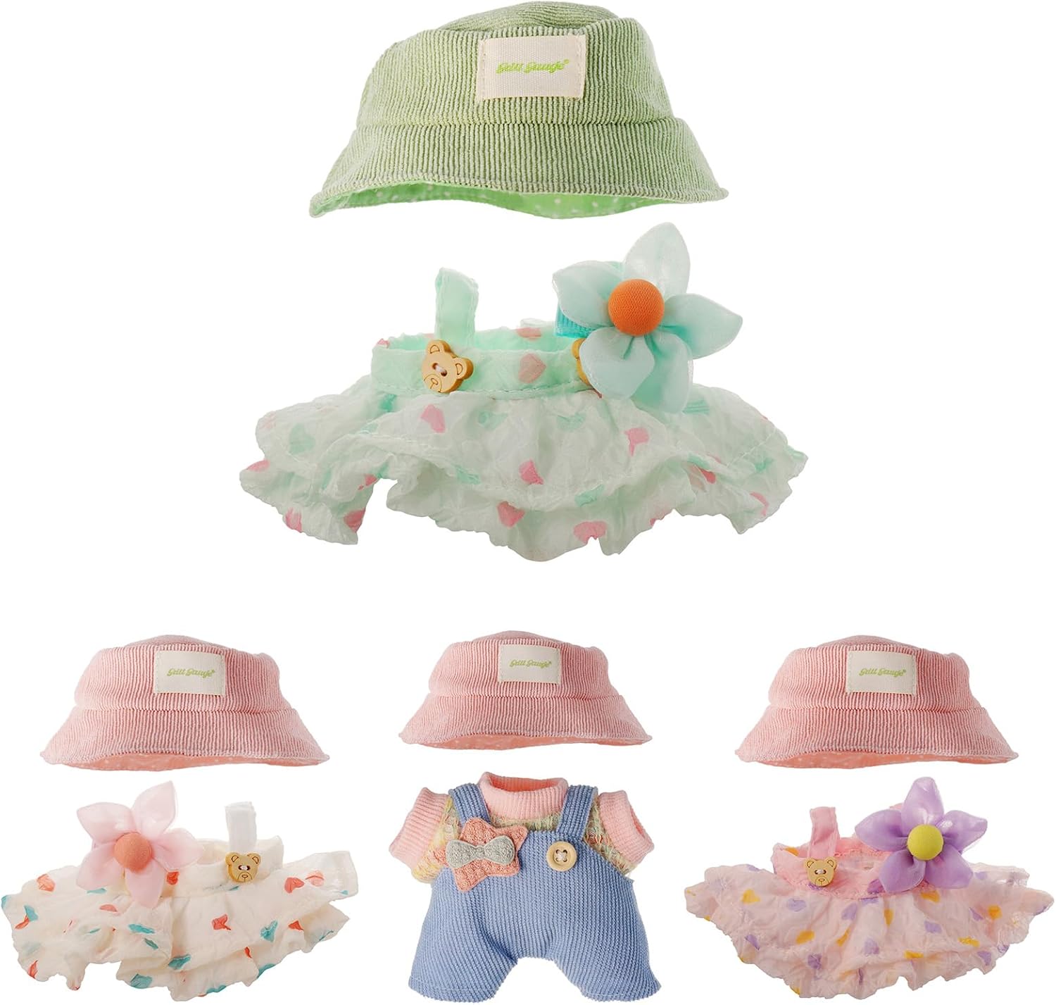 Clothes for 17cm Doll, Skirt Set for Dolls, 2 Piece Set Hat Skirt Outfit Premium Fashion Cute Dress for 17cm Dolls Accessories (NO Doll) (Green)