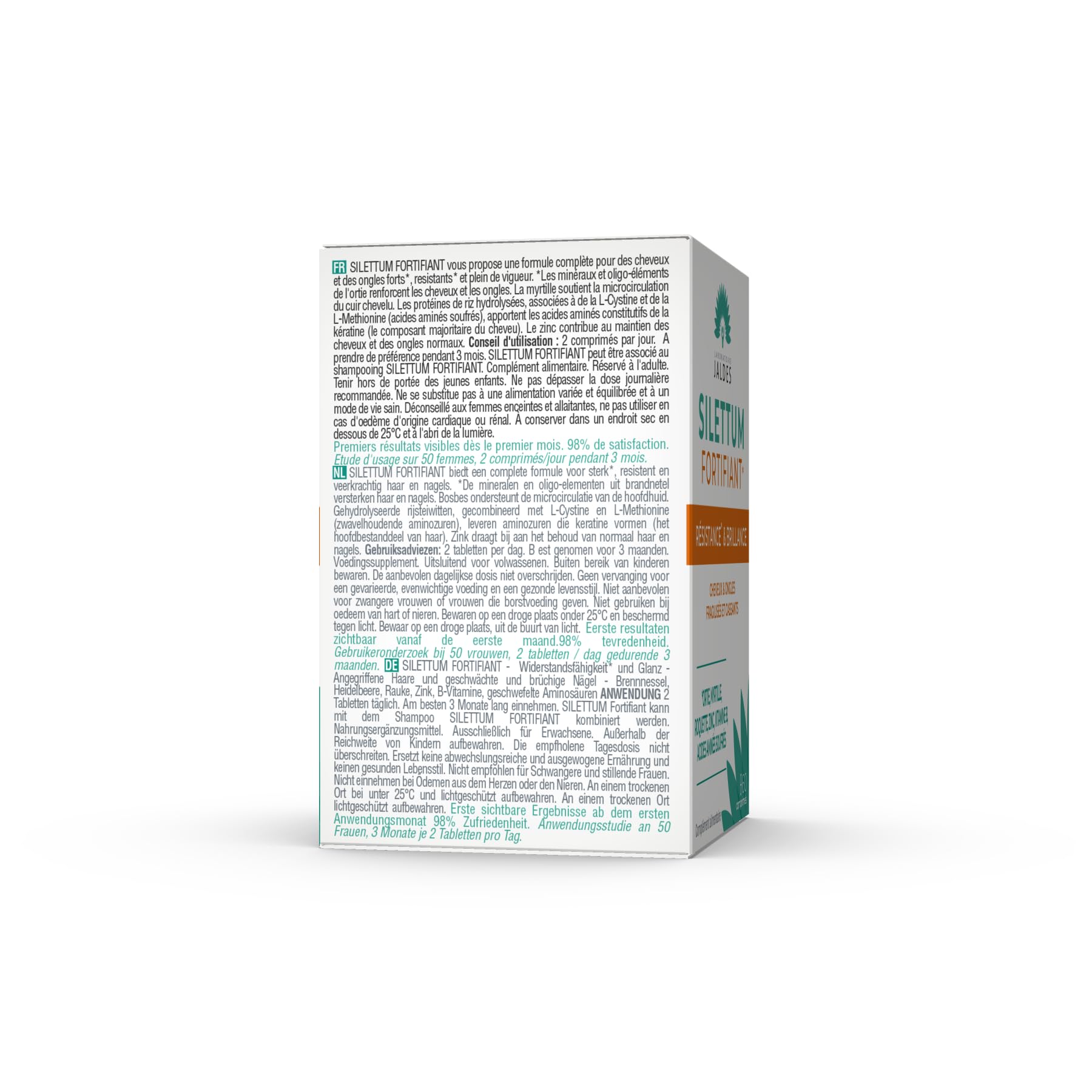 SILETTUM Fortifiant Pack Eco 180 Comprimés | Agit pour des Cheveux et Ongles Forts, Résistants et plein de Vigueur | Pour Cheveux et Ongles Fragilisés et Cassants | Laboratoire Jaldes