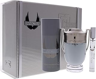 Invictus by Paco Rabanne for Men - 3 Pc Gift Set 3.4oz EDT Spray, 0.34oz EDT Spray, 5.1oz Deodrant Spray