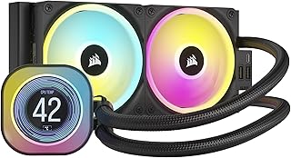 CORSAIR iCUE Link H100i Refrigerador Líquido LCD para CPU – 240mm AIO – Ventiladores QX120 RGB – Pantalla LCD IPS de 2.1″ – Se Adapta a Intel LGA 1700, AMD AM5 – iCUE Link Hub Incluido – Negro