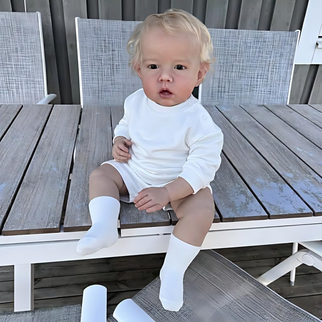 Pinky Reborn Baby Doll 20 Inch Boys Lifelike Newborn Soft Full Silicone Vinyl Baby Dolls, Anatomically Correct with Clothes and Toy Accessories Toy for Ages 3+