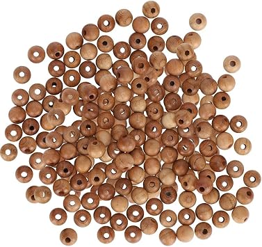 200Pcs Peach Wood Beads 0.6cm DIY Jewelry Making Supplies for Necklaces Bracelets, Handmade Craft Accessories with Exquisite Carving