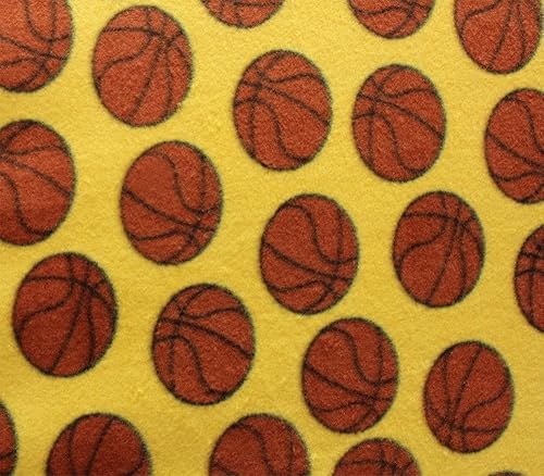 Tela polar impresa anti píldora baloncesto fondo amarillo disponible en Yaxa Venezuela