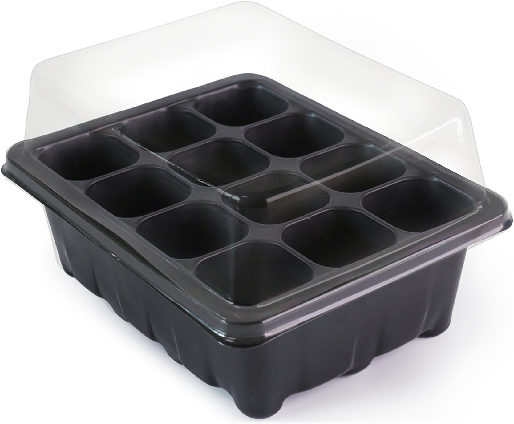 12 Grow Trays with Humidity Dome and Cell Insert - Mini Propagator for Seed Starting and Growing Healthy Plants - Durable, Reusable and Recyclable – 10 Pack – 120 Cells (12 Grow Trays)