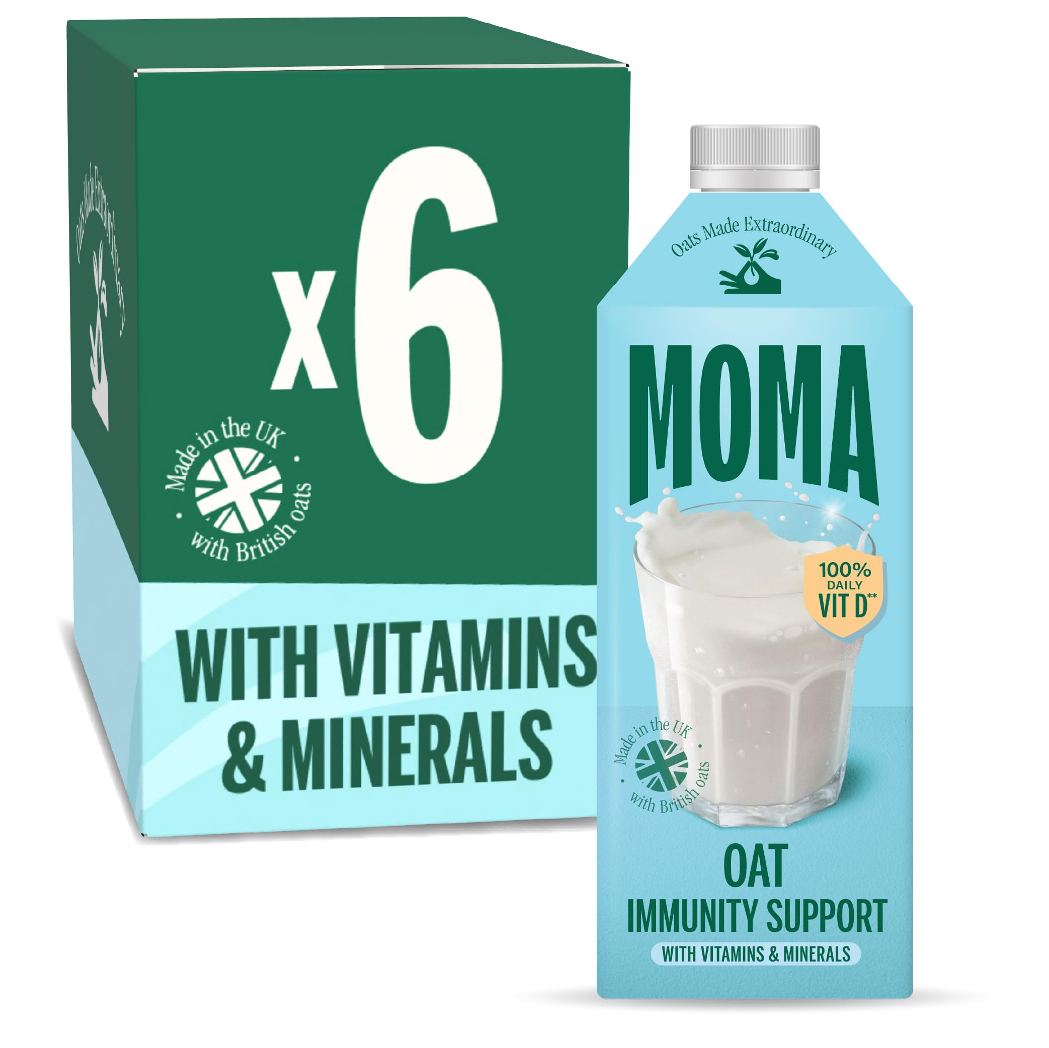 MOMA Immunity Oat Drink • 750ml x 6 • No Added Sugar • Vegan & Gluten Free