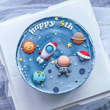 Mini Size Blue Space Cake Decoration First Trip Around The Sun Cake Topper