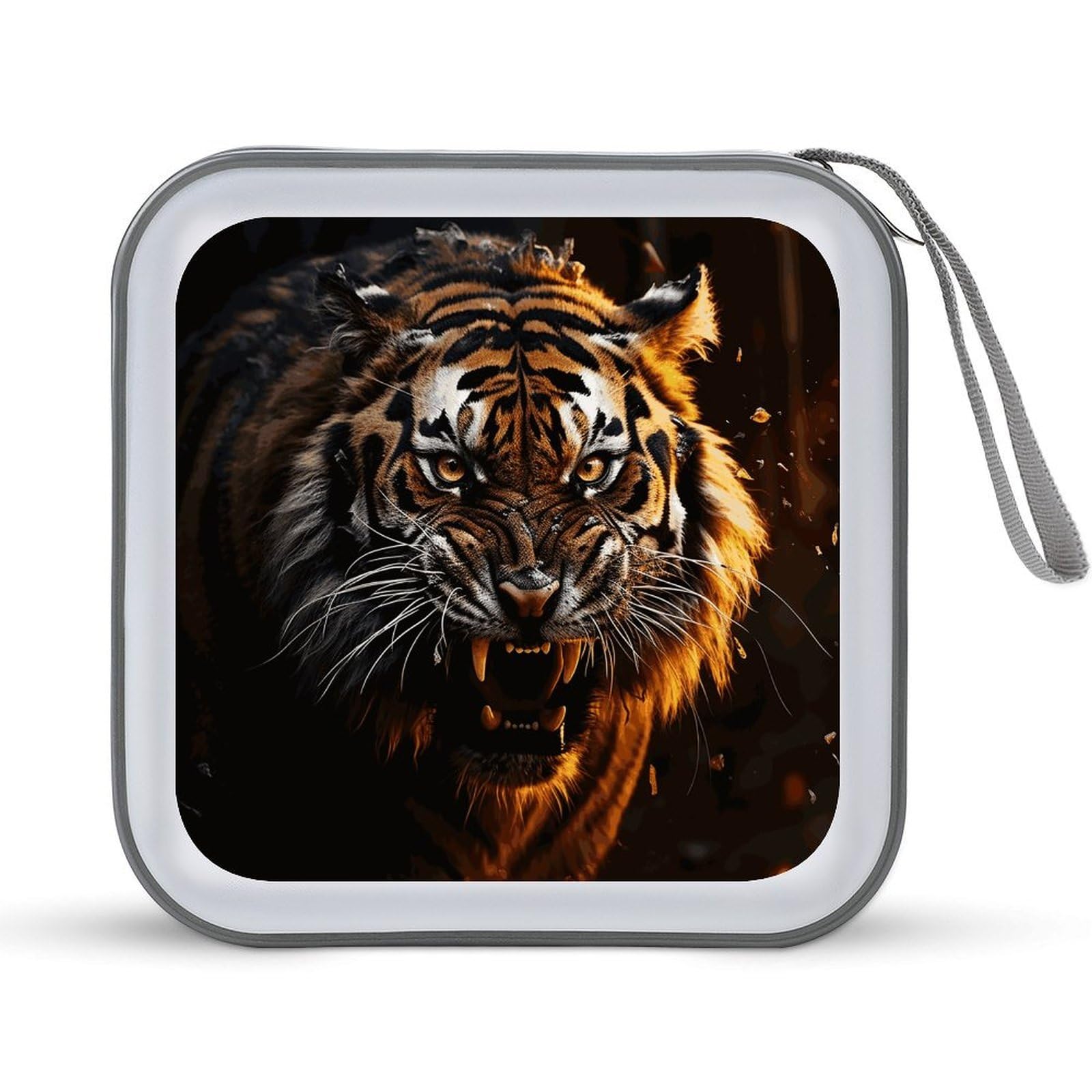 VstaDank Ferocious Tiger DVD Case 40 Capacity Protective Storage Organizer Binder Booklet Album Portable Disc Wallet Car CD Disk Holder Hard Plastic CD Cases CD DVD Case Holder