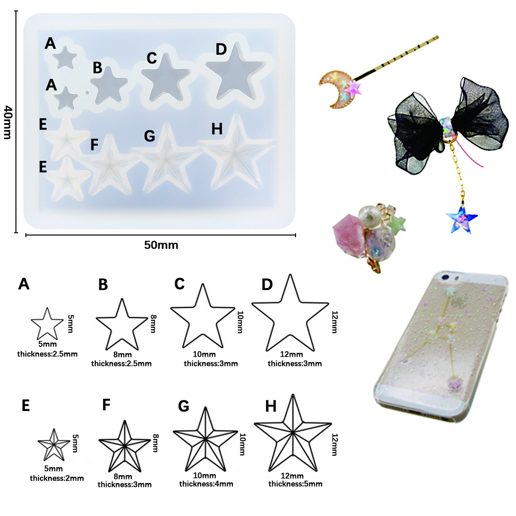 Gadpiparty Moule En Silicone Sphérique DIY Pour Résine Époxy 9 Pièces