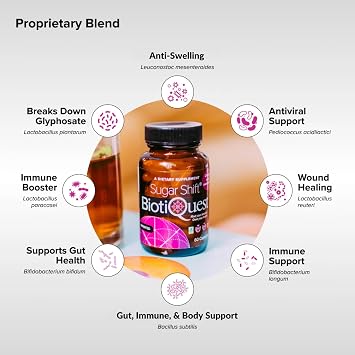 BiotiQuest Sugar Shift Probiotic | Helps Decrease Sugar & Carb Cravings and Supports Digestive Balance | 22 Billion CFU | Non-GMO, Gluten-Free, Vegan | 60 Servings