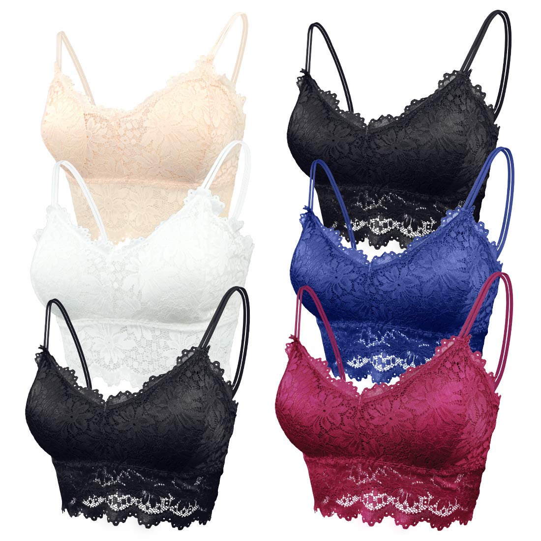 Bralette multipack de encaje con tirantes de girasol y cuello en V 7