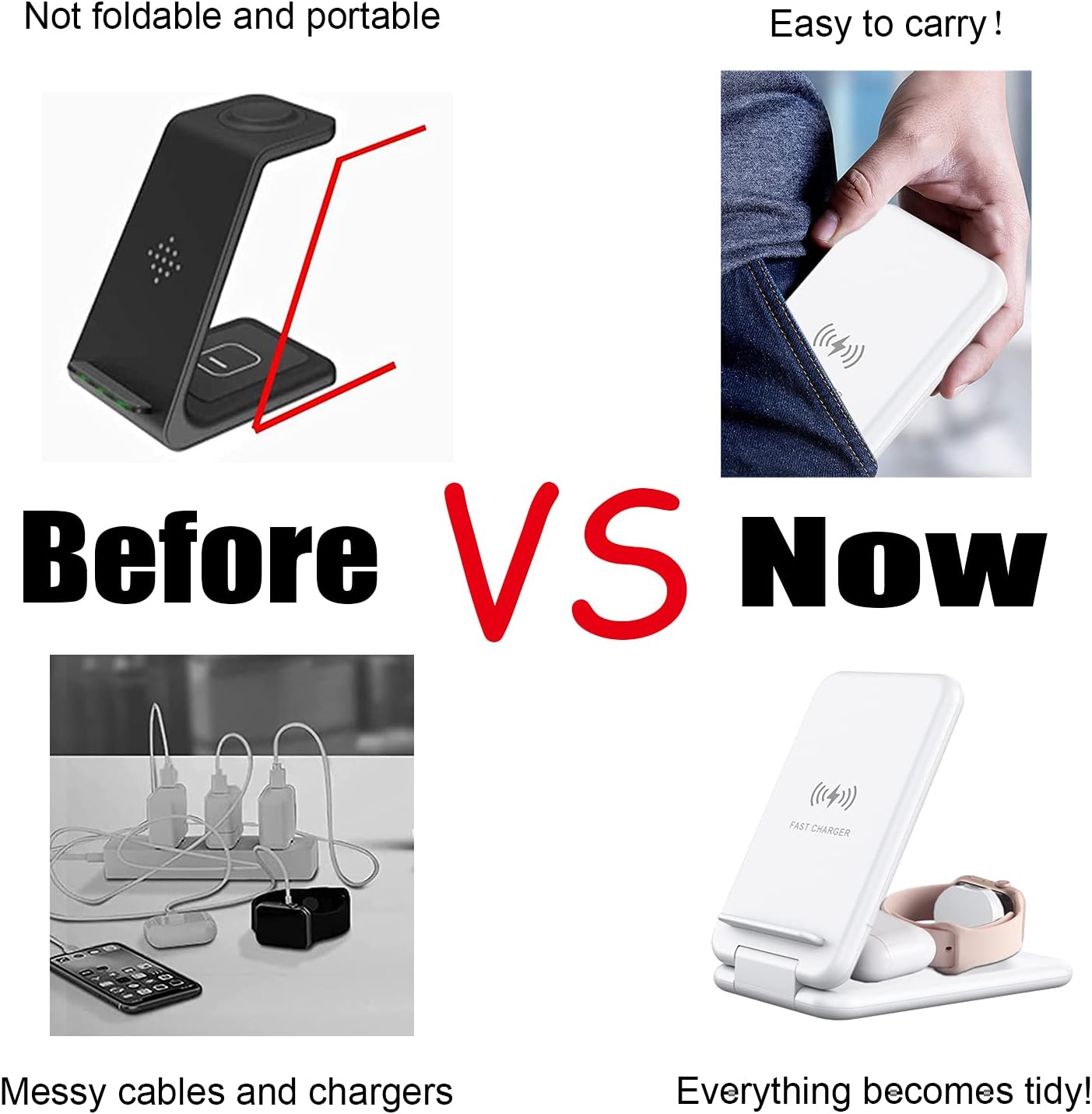 Bеѕt Cуbеr Dеаlѕ 🔥 PloutoRich Portable Wireless Charger for Travel, Foldable 3 in 1 Wireless Charging Station for Apple Products, Compatible with iPhone 13/12/11/Pro/Pro Max/XS/XS Max/XR/X/8, Airpods & iWatch