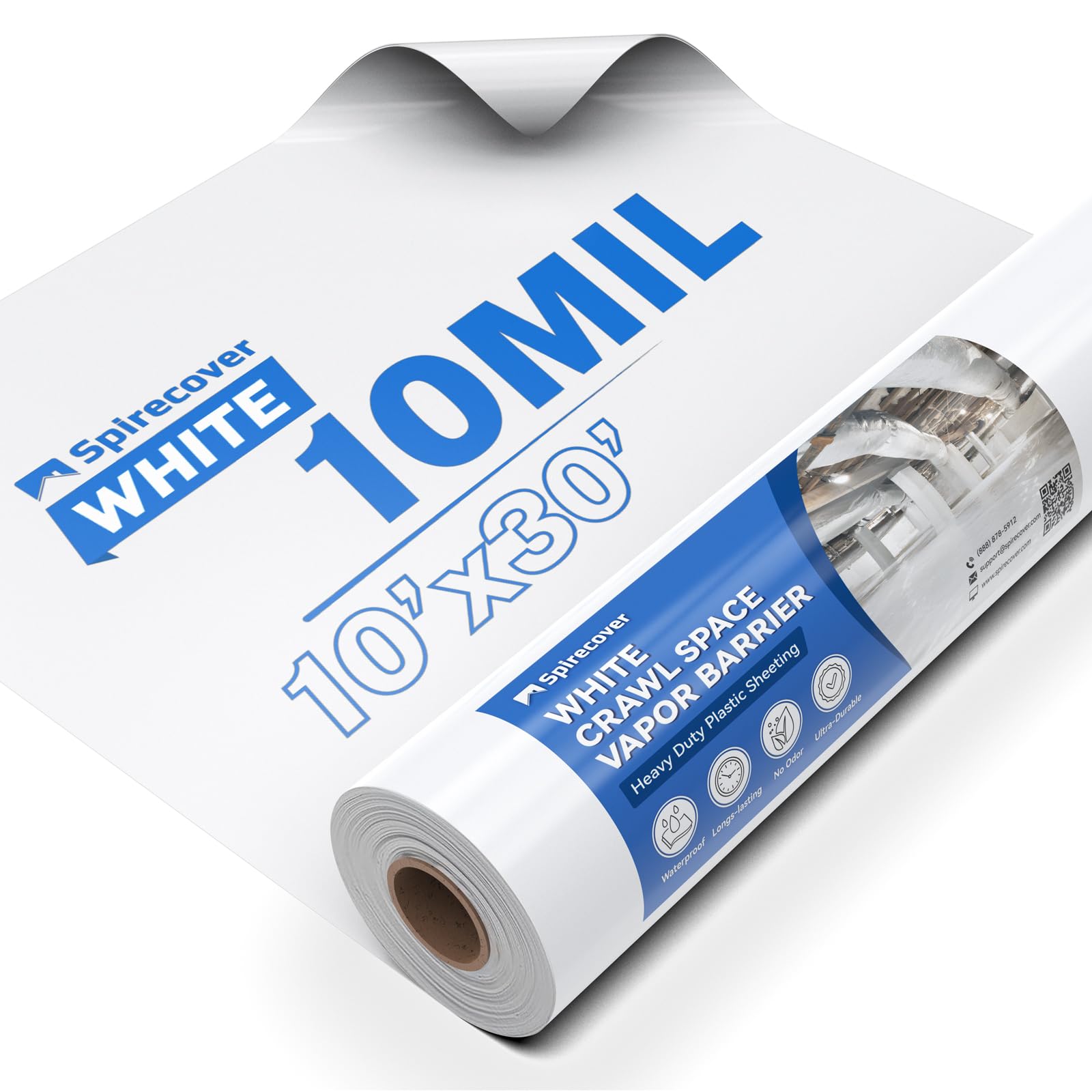 White 10 Mil Plastic Sheeting, 10x30'