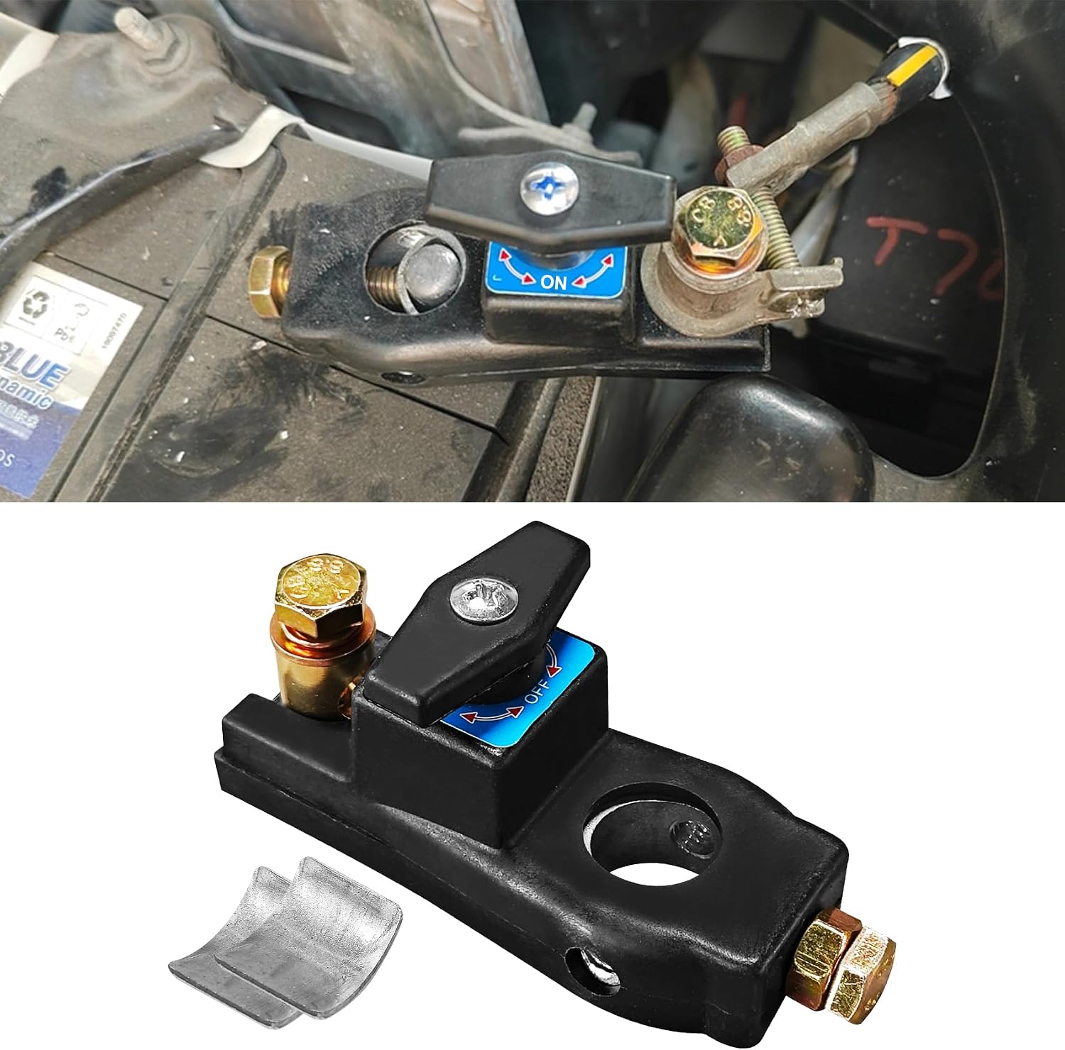 Car Battery Disconnect Switch, Battery Kill Switch, 12V 24V Heavy Duty Power Cut Off Disconnecting lsolator, Car Accessories Quick Disconnect Battery Cut Off Universal for Automotive, Rv, Boat