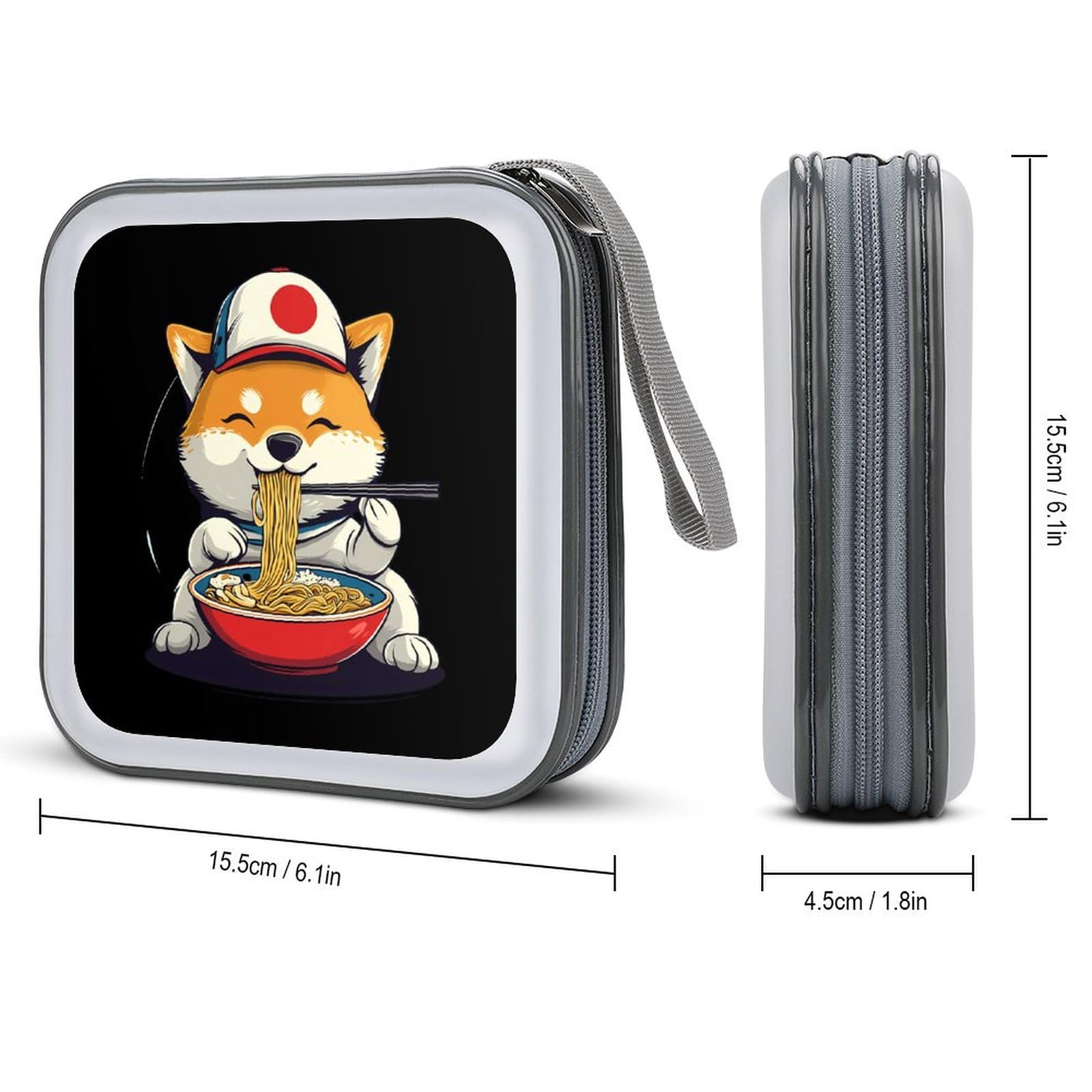 Shiba Dog Japanese Ramen CD Case Portable DVD Holder Storage Organizer for Home Travel