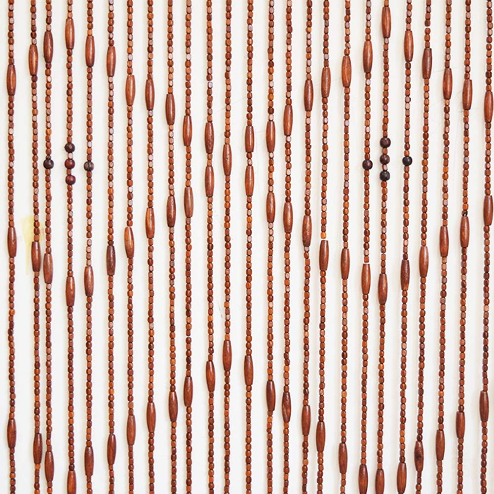 Houten kralen deurgordijn met 31 strengen, 180 x 90 cm, kleurrijk