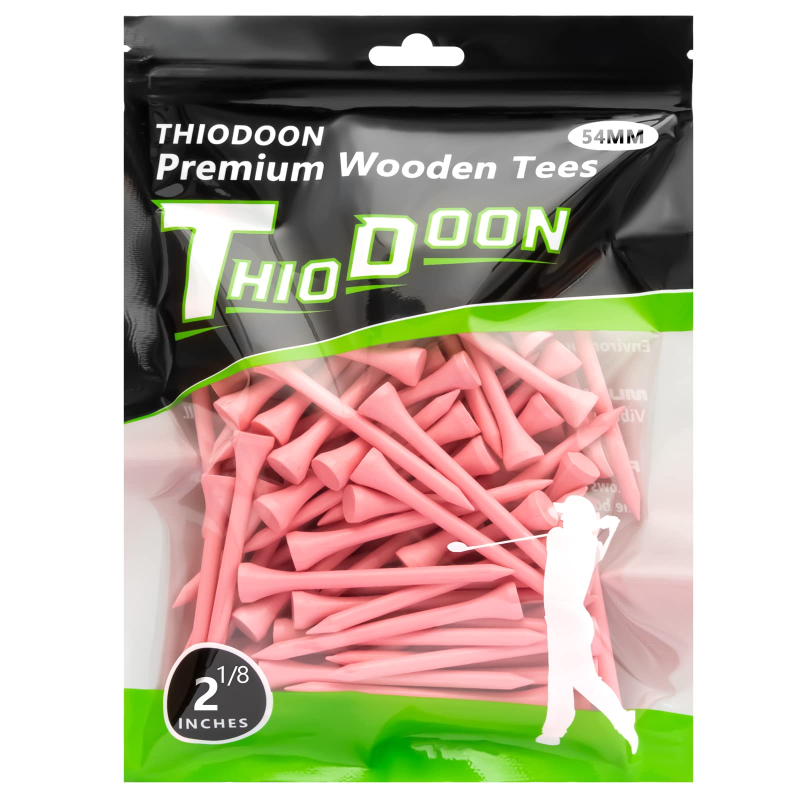 THIODOON Lot de 100 tees de golf en bois naturel avec moins de friction pour golfeur, tees de golf professionnels en bois naturel, 5,3 cm