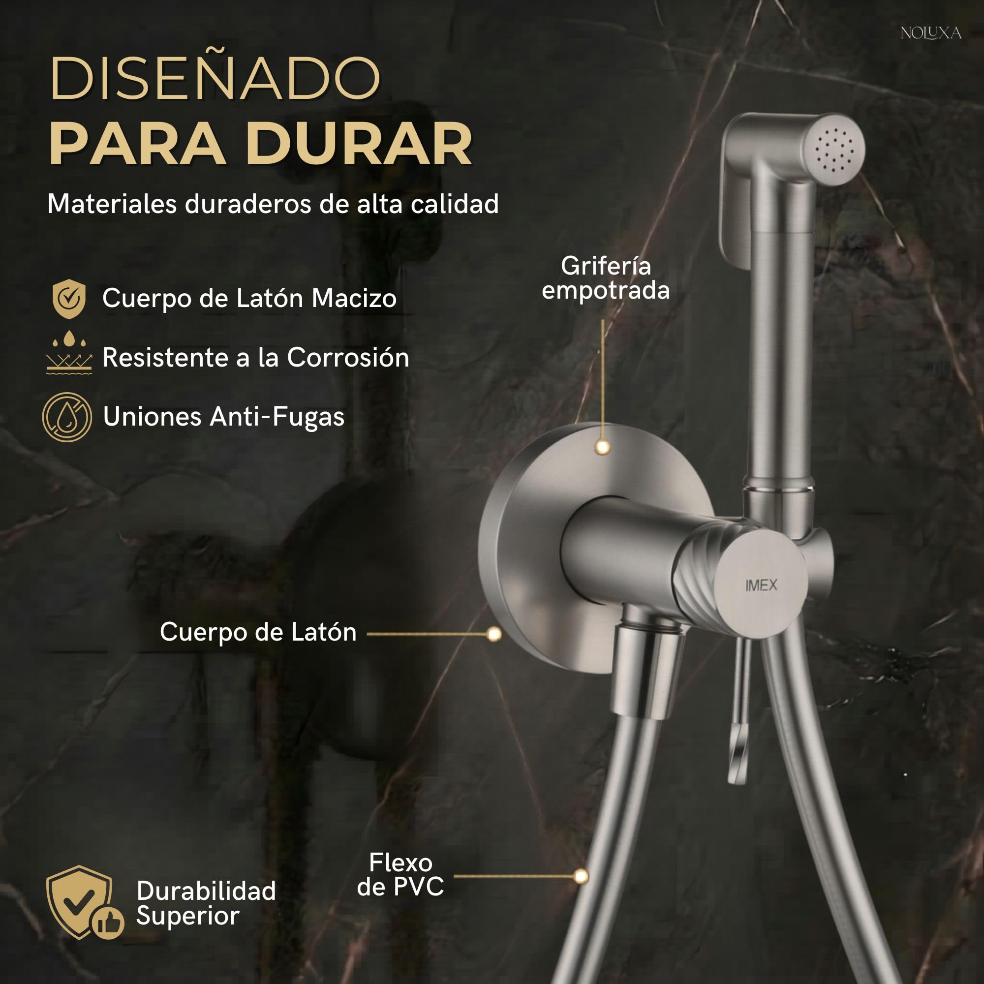 IMEX Bidet prysznic z zimną i gorącą wodą, szczotkowany nikiel, bateria do zabudowy bidet, higieniczna jednouchwytowa głowica prysznicowa do toalety, zamiennik kranu bidetowego, seria Bless