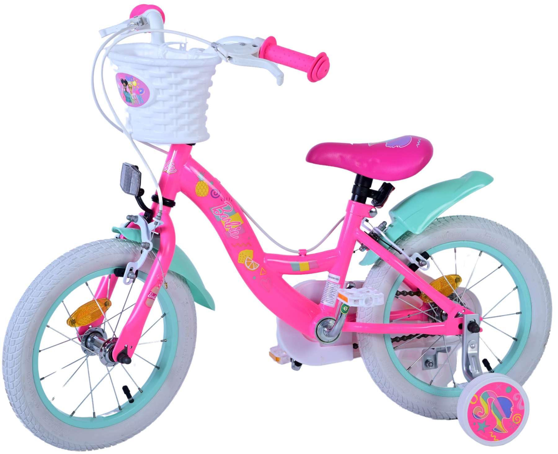 Volare Vélo Barbie pour enfant - Fille - 14" - Rose - Freins à deux mains