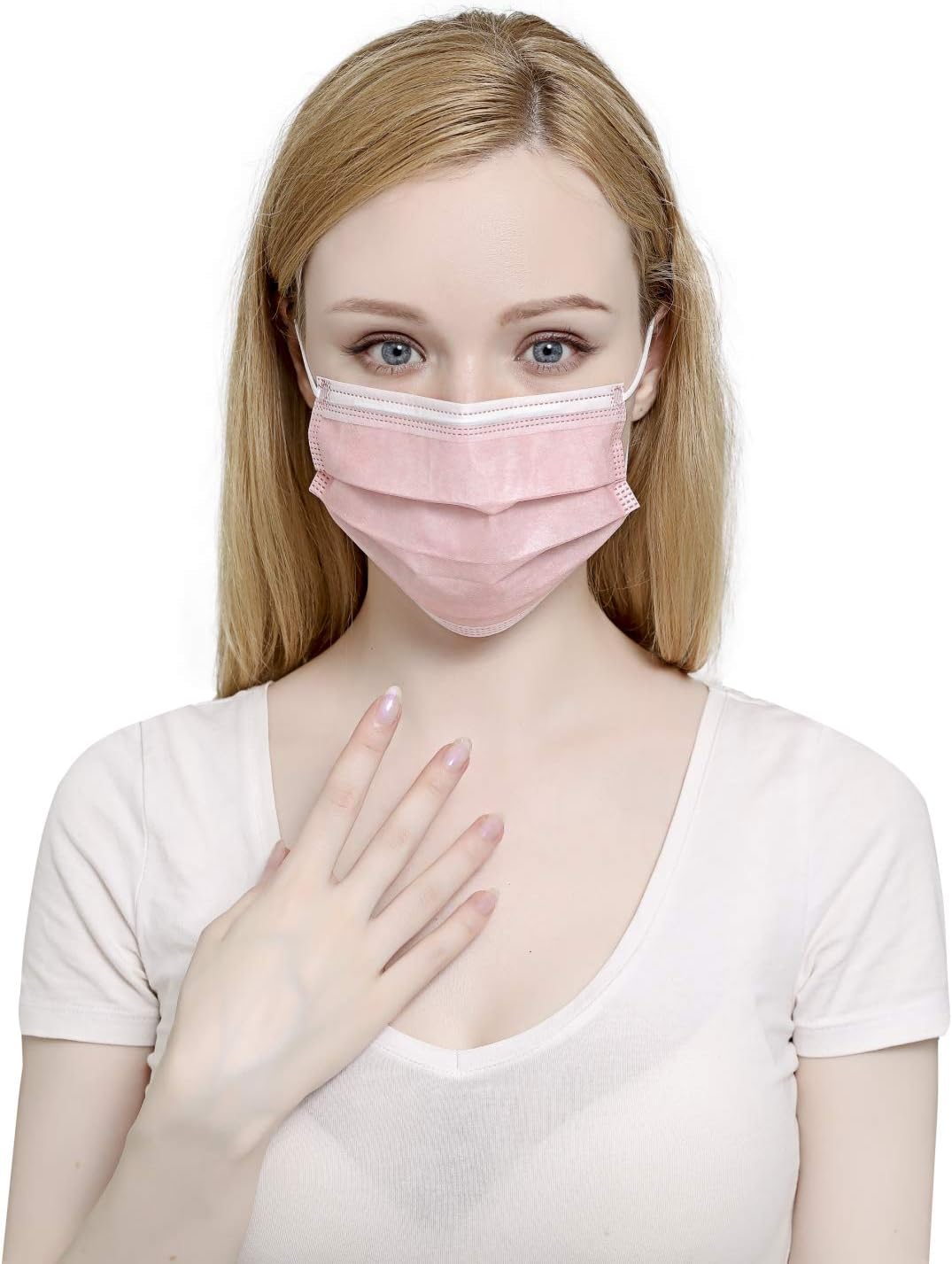 Vanecia Disposable 3-Layer Earloop Face Masks with Pink Green Yellow White Blue, Pattern, 6 Colors in the box(30 pcs)