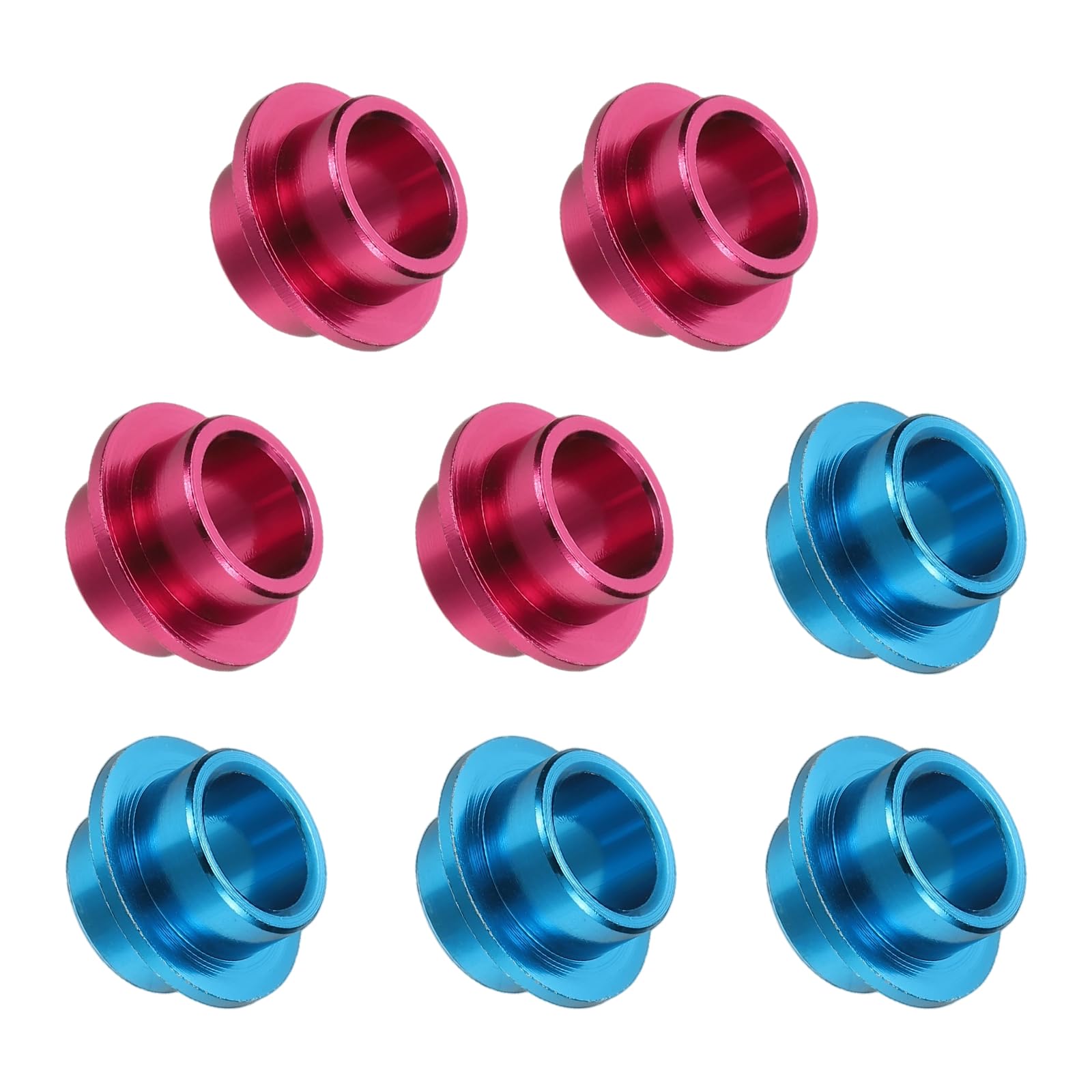 YELARXI Inline Skate Bearing Bushing Spacers, Skate Axles Shaft Spacers Roller Bushing Gasket Wheel Center Bearing Fitting for (Skating/Skateboard) 8mm & 8 Pcs & Aluminum & Blue/Red