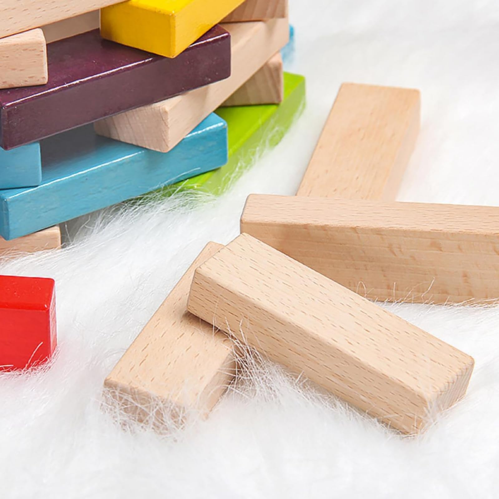 Colcolo Blocs Empilables Enfant Jeu de Construction Bloc Empilement Tour Équilibre Jeu de Société en Bois Hêtre Surface Lisse, Array, Bois Naturel, Empilement en Bois Naturel WZMM