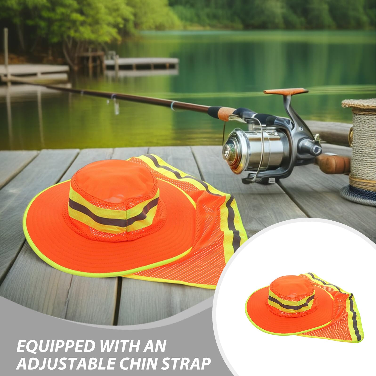 2 Sombreros de Pesca Unisex Naranja Gorra de Pescador con ala Ancha y Solapa para Cuello Protección Solar UV Transpirable y Ligera para Senderismo Playa y Actividades al Aire