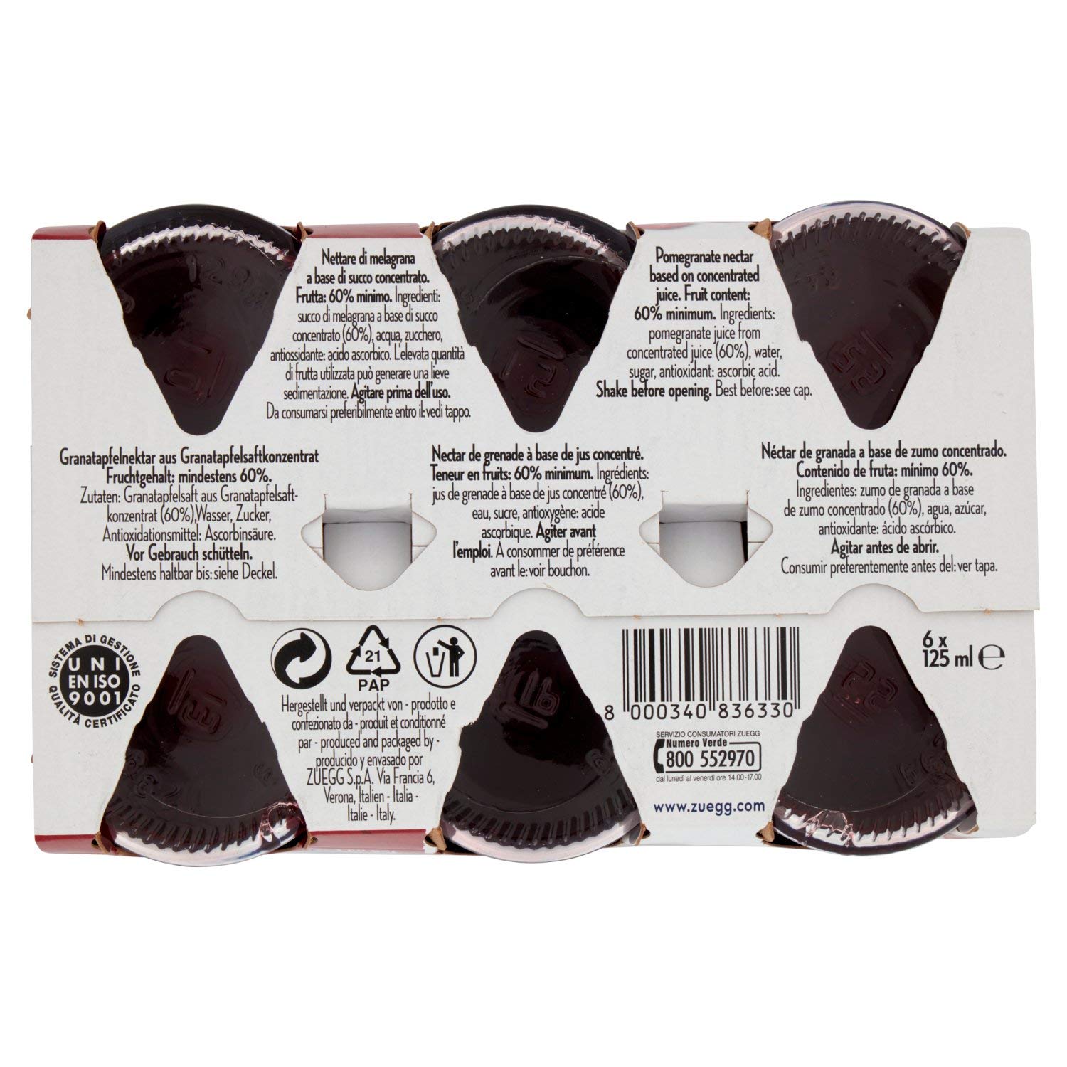 Zuegg - Jus de Grenade - 4 paquets de 6 pièces de 125 ml [24 pièces, 3 l]