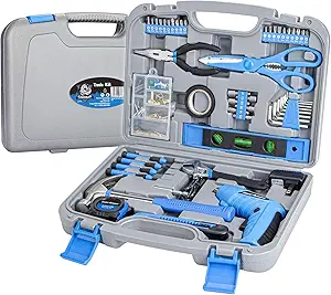 CARTMAN 149 Piece Tool Set General Household Hand Tool Kit with Cordless Screwdriver Blue