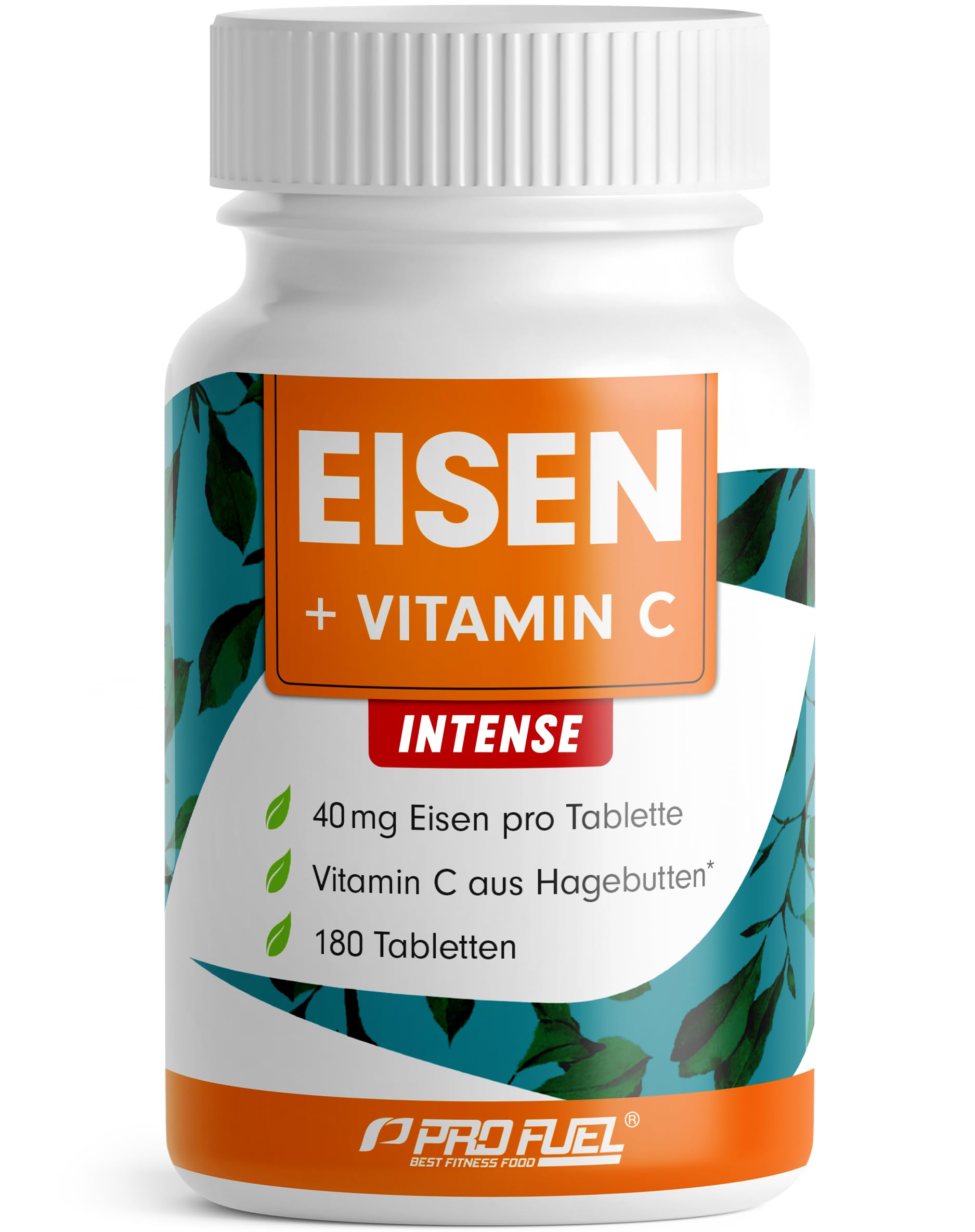 Eisentabletten hochdosiert 180x mit 40 mg Eisen + Vitamin C (40 mg) aus Hagebutten - EISEN + Vitamin C FORTE mit bioverfügbarem Eisenbisglycinat - laborgeprüft mit Zertifikat - Vorrat für 6 Monate 1x 180 Tabletten