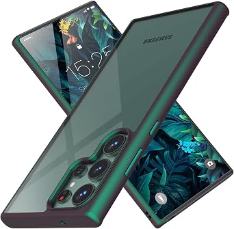 MATEPROX Compatible with Samsung Galaxy S23 Ultra Case, Clear Thin Slim Crystal Transparent Shockproof Bumper Cover for Samsung S 23 Ultra 5G 2023-Pine Green