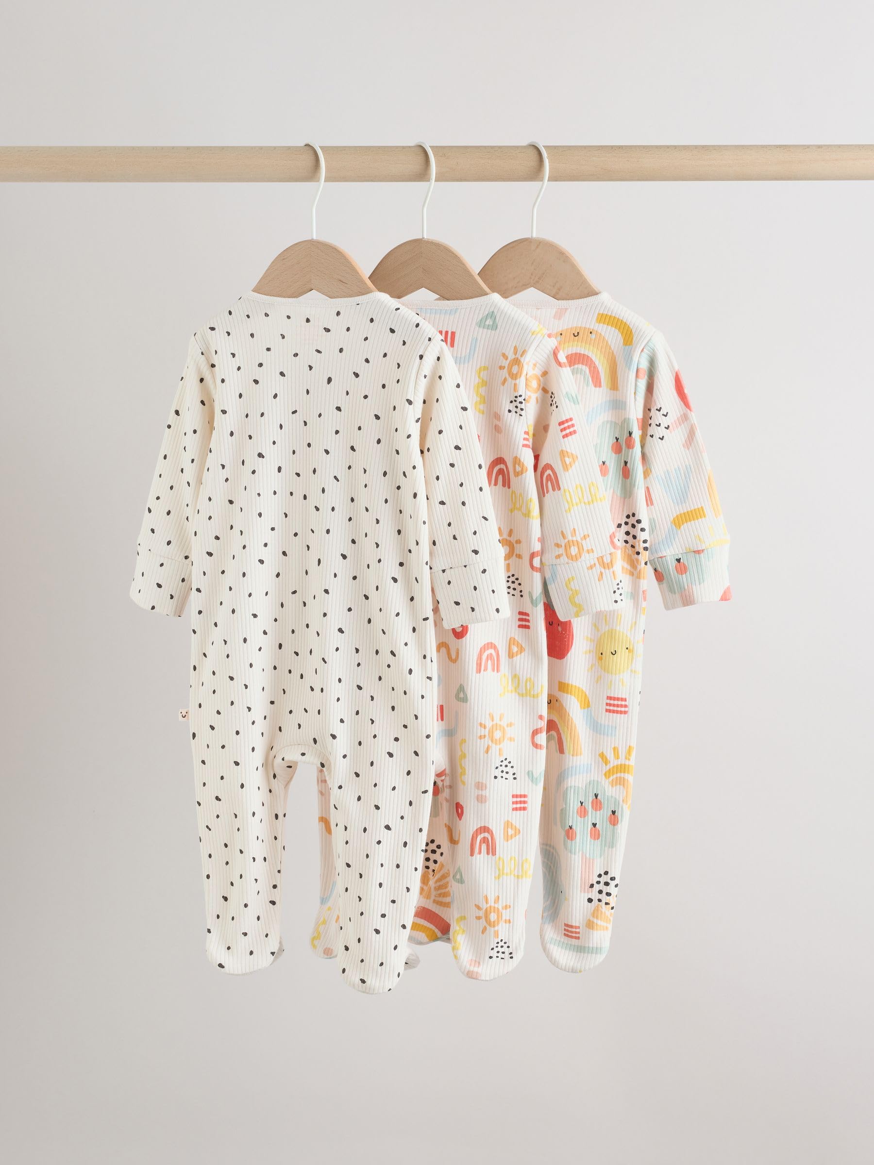 NEXT Baby Baby-Schlafanzüge mit Zwei-Wege-Reißverschluss, 3er-Pack