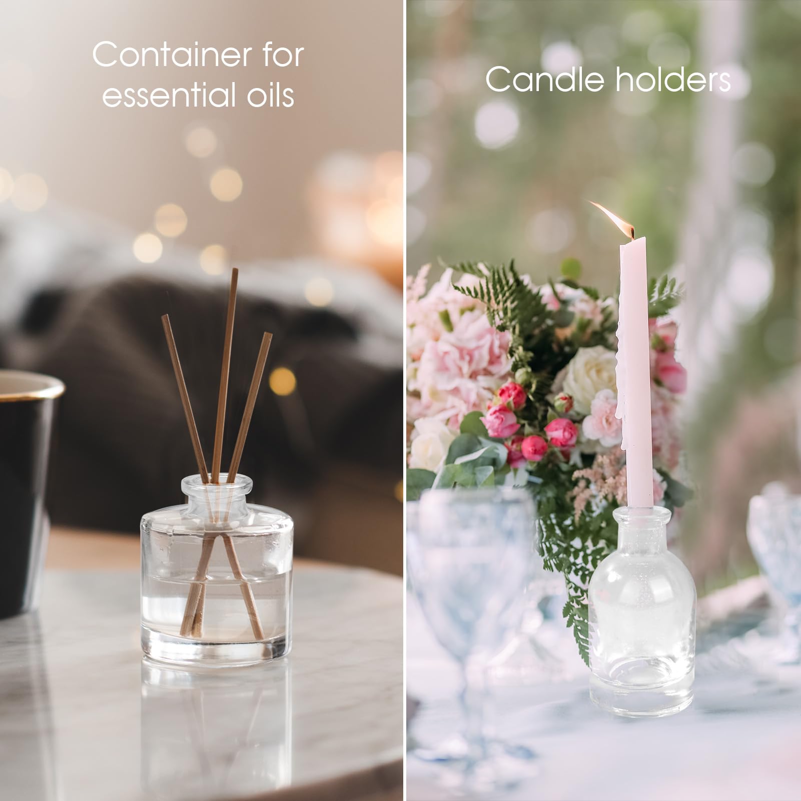 Juego de 6 Pequeños Jarrones de Cristal, jarrón para Decoración de Mesa de Boda, Floreros Modernos Mini para Hogar, Salón y Boda