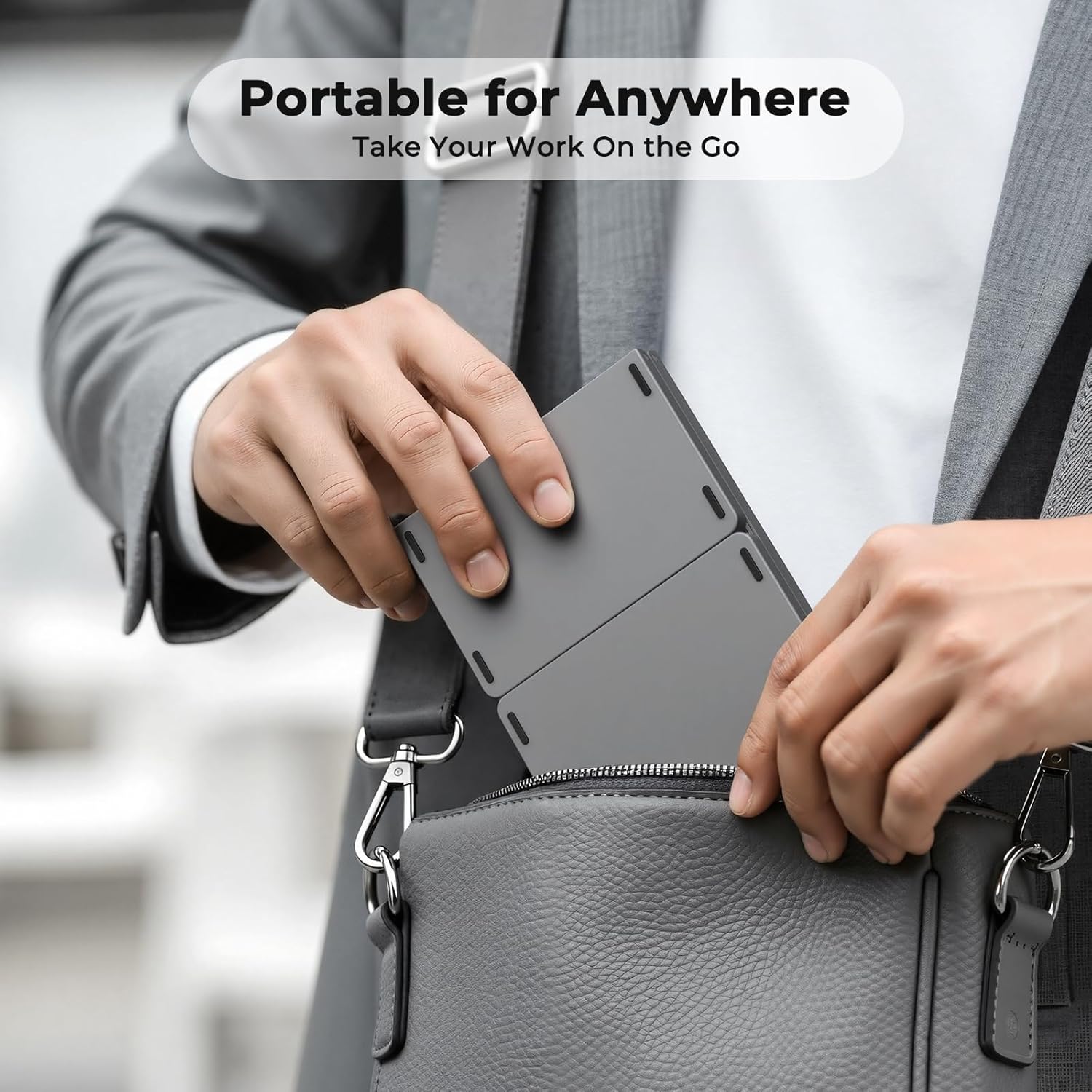 MEETION Foldable Keyboard with Touchpad, Bluetooth Wireless Portable Keyboard, Rechargeable Ultra Slim Pocket Folding Keyboards, Full Size Keys, Travel for iOS Android Windows Laptop PC Tablet - Image 8