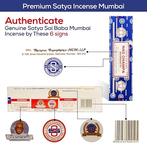 Miniatura 3 de Satya Nag Champa - Varillas de incienso (100 gm, 100 gm, Insenses Satya sai Baba con soporte de incienso Raajsee, incienso natural Satya Nag Champa