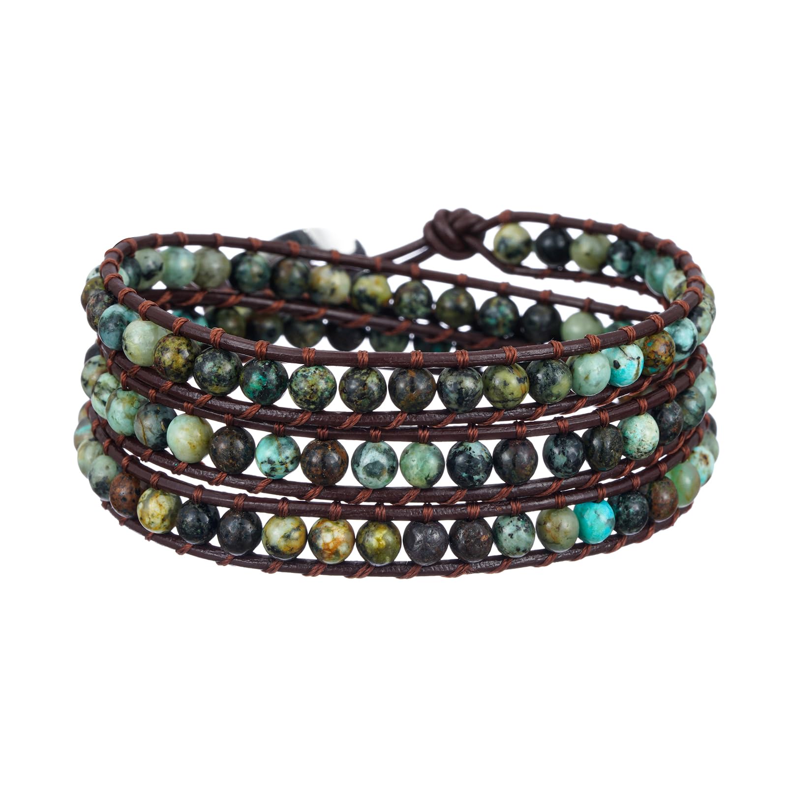 Plumiss Women Boho Handmade Natural Stone Crystal Leather Bead Wrap Bracelets Collection