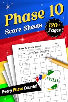 Phase 10 Score Sheets 120+ Pages For Scorekeeping 6x9