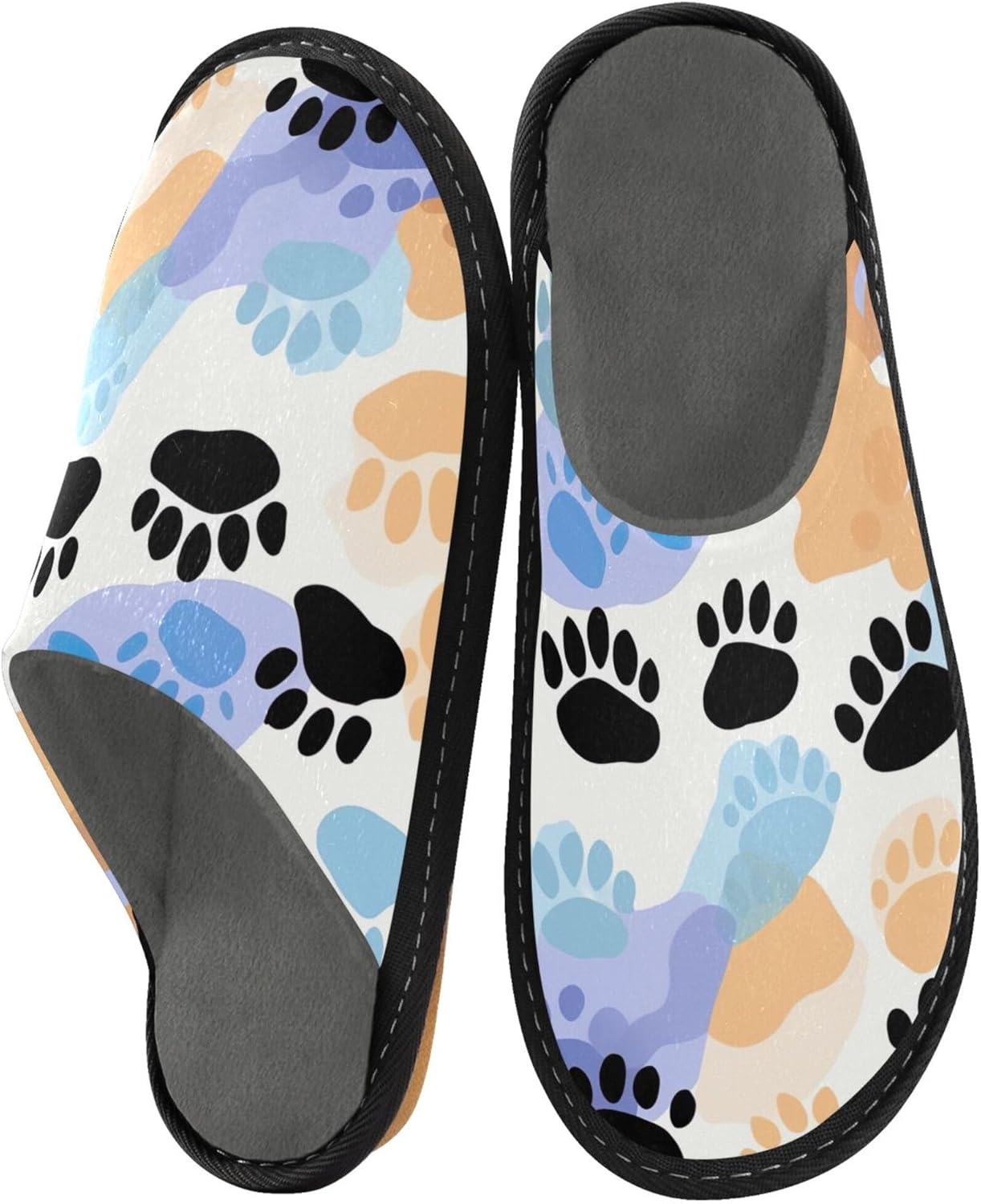Dog Paw Print House Slippers – Cozy Fuzzy Slippers for Guests, Washable & Disposable, Perfect for Shoeless Home, Spa & Hotel Use A110708