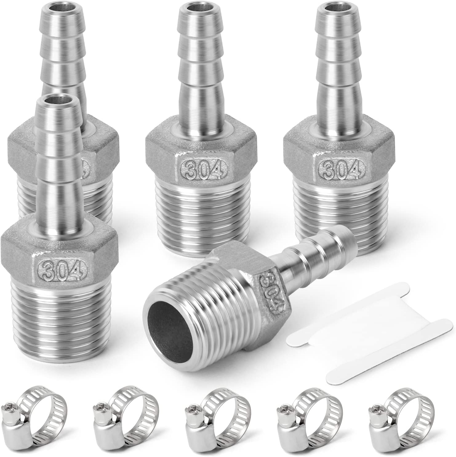 TAISHER 5PCS 304 Stainless Steel Hose Barb Fittings, Home