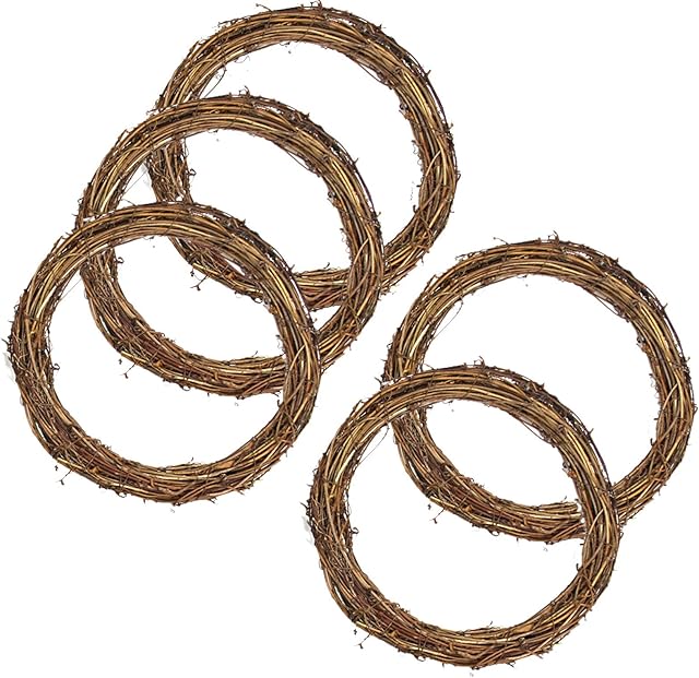 Yeenee 5 Pack Natural Grapevine Wreaths - Spring Grapevine Wreaths Decor Vine Branch Wreath Retro Christmas Rattan Wreath for Farmhouse Party Wedding Home Door Wall Hanging Decor