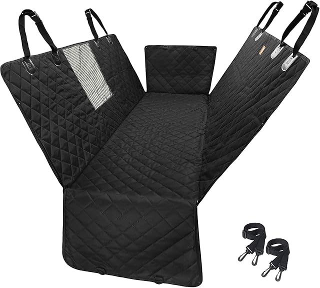 iPuppy 4-in-1 Premium Dog Car Seat Cover - Dog Car Hammock, Back Seat Cover, Car Seat Protector and Boot Liner - Waterproof Car Seat Cover - Scratch-Proof and Non-slip Car Dog Seat Cover (Black)